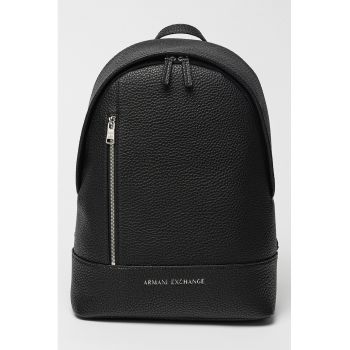 Rucsac de piele ecologica cu logo discret - Negru