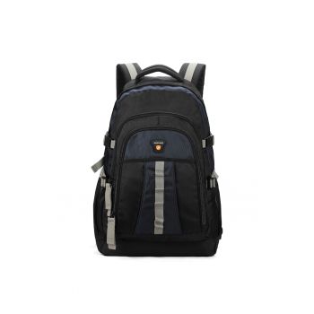 Rucsac din material textil cu barete multiple - Albastru
