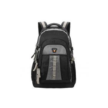Rucsac din material textil cu barete multiple - Gri