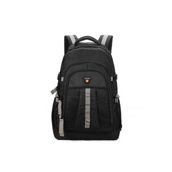 Rucsac din material textil cu barete multiple - Negru