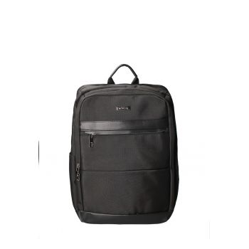 Rucsac din material textil cu buzunar frontal 175603 - Negru