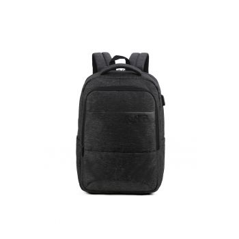 Rucsac din material textil cu buzunare interioare multiple 180809 - Negru