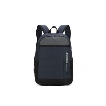 Rucsac din material textil cu imprimeu logo - Albastru