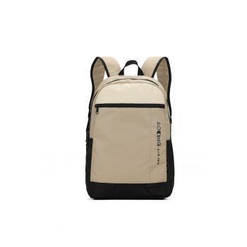 Rucsac din material textil cu imprimeu logo - Bej
