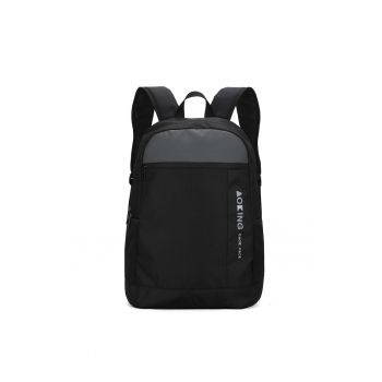 Rucsac din material textil cu imprimeu logo - Negru