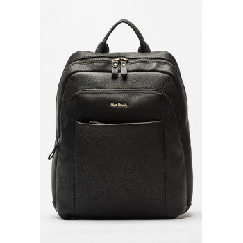 Rucsac din piele cu buzunare multiple - Negru
