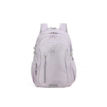 Rucsac unisex cu bareta pe piept si compartiment pentru sticla de apa - Violet deschis