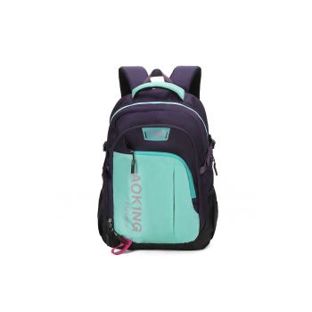 Rucsac unisex cu model colorblock si buzunare multiple - Multicolor