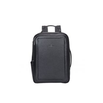 Rucsac unisex de piele cu buzunare multiple - Negru