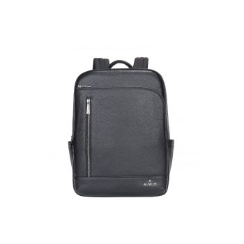 Rucsac unisex de piele cu buzunare multiple - Negru