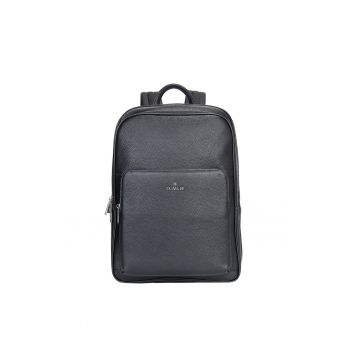 Rucsac unisex de piele cu buzunare multiple - Negru
