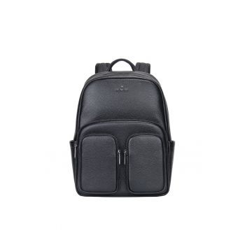 Rucsac unisex de piele cu un compartiment pentru laptop - Negru