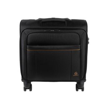 Troler cabina avion  Exactive Exatrolley - 44x27x37 cm - Inchidere cu fermoar - Incuietoare cu cifru - 4 compartimente - Tesatura exterioara din poliester 100% reciclat - Negru