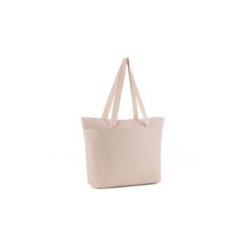 Geanta shopper cu detaliu logo - Roz pal