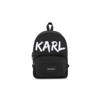 Rucsac cu amortizare pe partea din spate si imprimeu logo - Negru