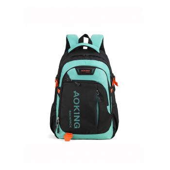 Rucsac cu imprimeu logo si buzunare multiple - Negru/Verde deschis