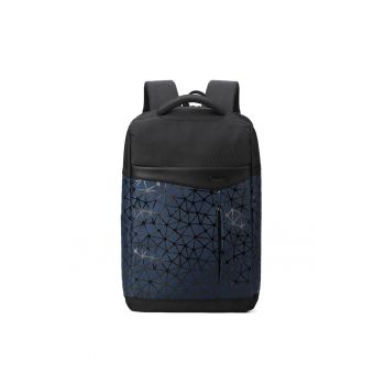 Rucsac cu imprimeu si compartiment pentru laptop - Albastru
