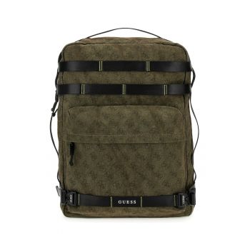 Rucsac cu model monograma - Negru/Verde feriga