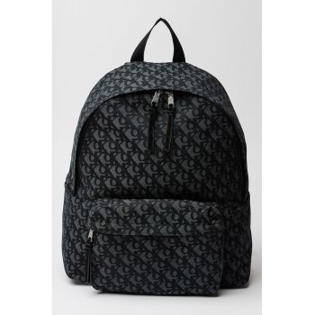 Rucsac cu model si buzunar exterior - Negru/Gri carbune