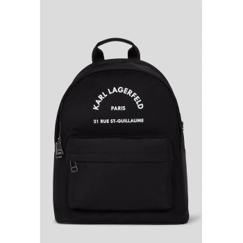 Rucsac de panza cu imprimeu logo contrastant - Negru