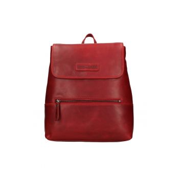Rucsac de piele cu barete ajustabile - Rosu