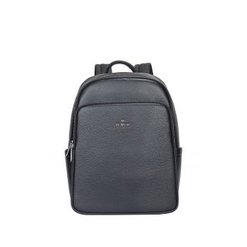 Rucsac de piele cu fermoar - Negru