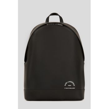 Rucsac de piele ecologica cu imprimeu logo - Maro inchis