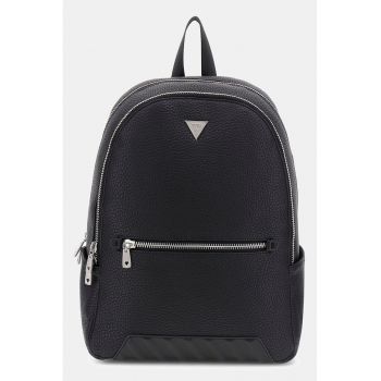 Rucsac de piele ecologica cu logo metalic - Negru
