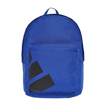 Rucsac din material textil cu buzunar frontal cu fermoar - Negru/Albastru royal
