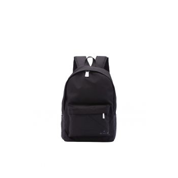 Rucsac din material textil cu buzunar frontal - Negru