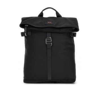 Rucsac din material textil cu detaliu logo - Negru