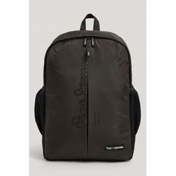 Rucsac din material textil cu imprimeu logo - Gri inchis