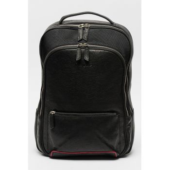 Rucsac din piele cu buzunare exterioare - Rosu/Negru