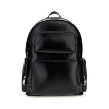 Rucsac din piele ecologica cu logo - Negru