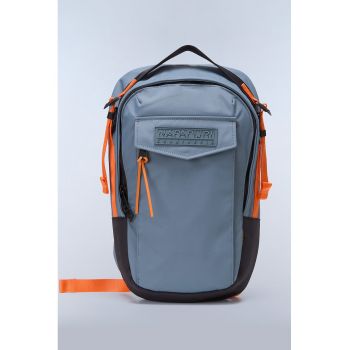 Rucsac unisex din material textil cu buzunare multiple Brume - Portocaliu/Albastru prafuit