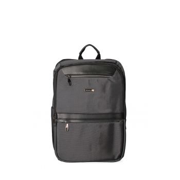 Rucsac unisex dreptunghiular cu buzunare frontale cu fermoar 175609 - Gri
