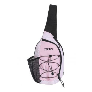 Geanta crossbody cu cordon decorativ Terex - Alb/Negru/Roz pastel
