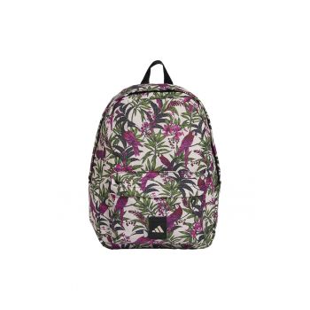 Rucsac cu buzunar frontal si model - Verde/Alb fildes/Fucsia