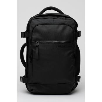 Rucsac cu doua compartimente si buzunare multiple - Negru