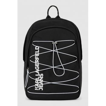 Rucsac cu fermoar si logo - Alb/Negru