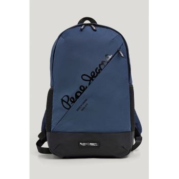 Rucsac cu imprimeu logo si fermoar - Bleumarin
