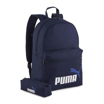 Rucsac cu imprimeu logo si penar Phase - Bleumarin