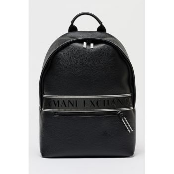 Rucsac cu logo si bareta ajustabila - Negru stins/Alb optic