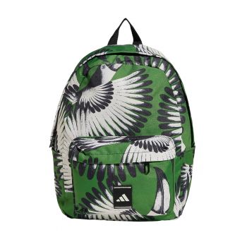 Rucsac cu model si buzunar frontal - Alb/Verde/Negru