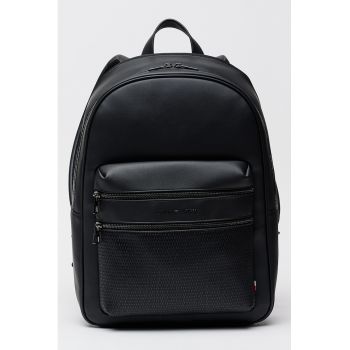 Rucsac de piele ecologica cu logo - Negru