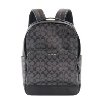 Rucsac din panza peliculizata cu garnituri de piele Graham - 28.5x12x41 cm