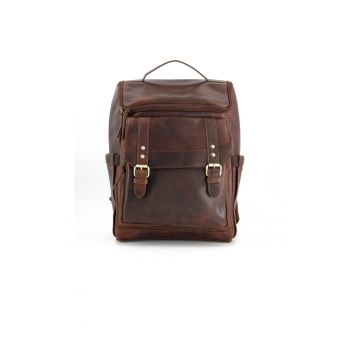 Rucsac din piele cu buzunare exterioare