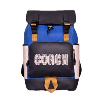 Rucsac din piele ecologica cu design colorblock Track - 27x12x47 cm