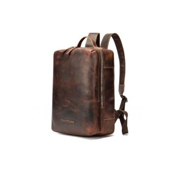 Rucsac piele naturala - Crazy horse - - maro vintage