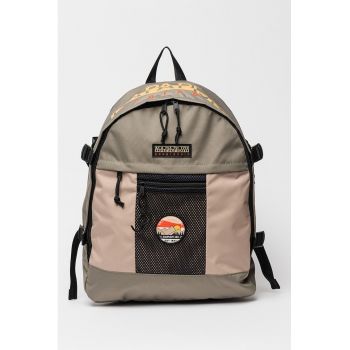 Rucsac unisex cu imprimeu logo - Negru/Maro nisip/Verde sparanghel